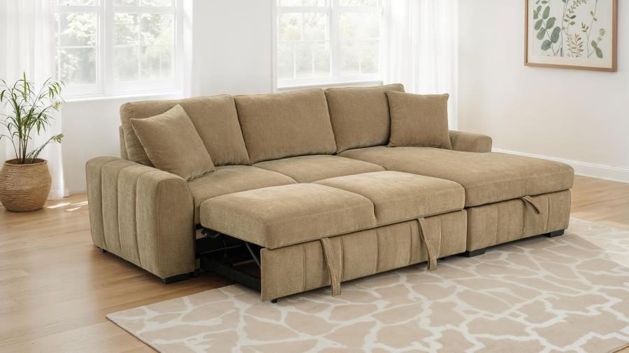Pastrana Upholstered Sleeper Sectional Sofa RAF Chaise Camel-zoom-3