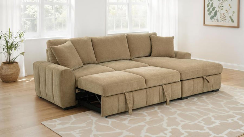 Pastrana Upholstered Sleeper Sectional Sofa RAF Chaise Camel-zoom-