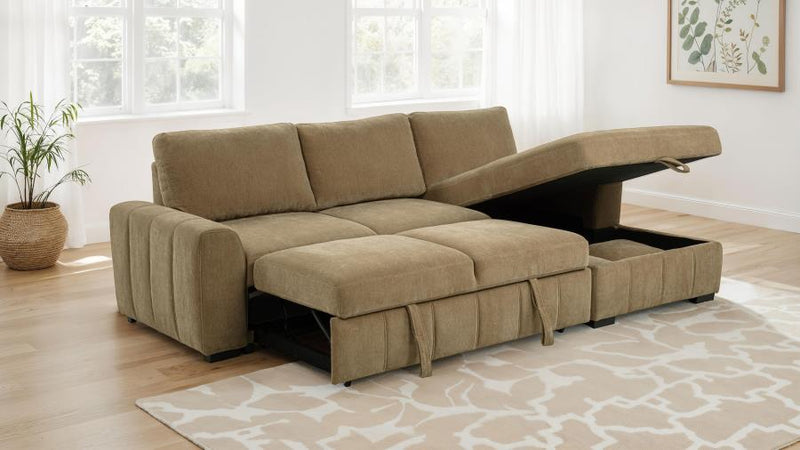 Pastrana Upholstered Sleeper Sectional Sofa RAF Chaise Camel-zoom-