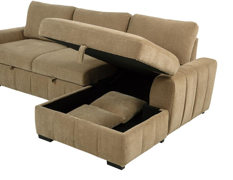 Pastrana Upholstered Sleeper Sectional Sofa RAF Chaise Camel-zoom-
