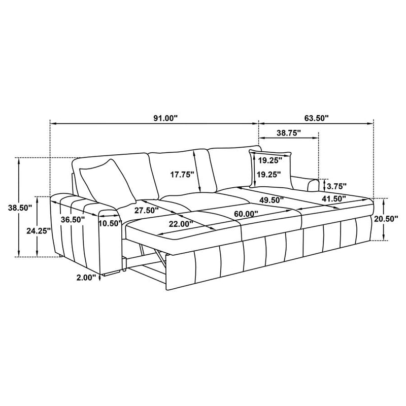 Pastrana Upholstered Sleeper Sectional Sofa RAF Chaise Camel-zoom-