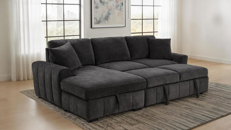 Pastrana Upholstered Sleeper Sectional Sofa LAF Chaise Grey-zoom-