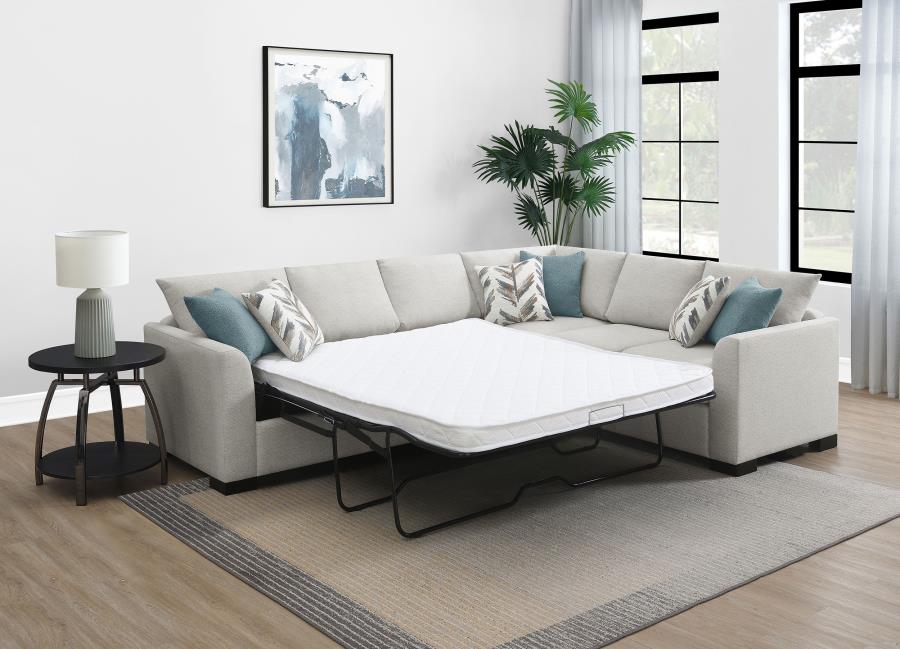 Ashford Chenille Upholstered Sleeper Sectional Sofa Greige-3