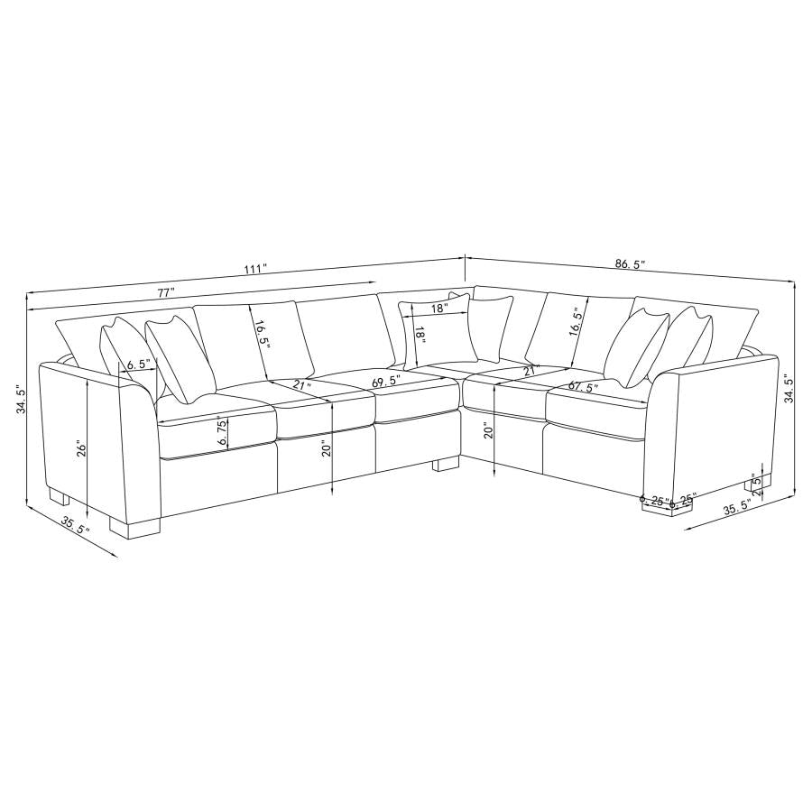 Ashford Chenille Upholstered Sleeper Sectional Sofa Greige-zoom-17
