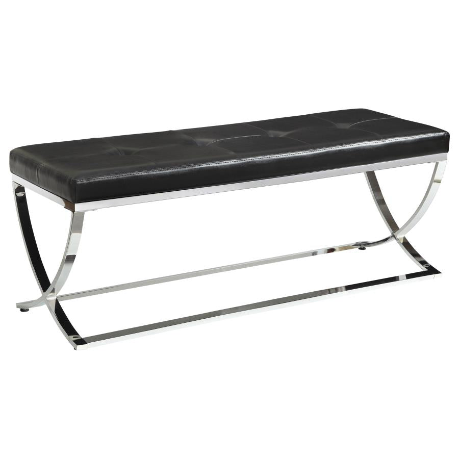 Walton Leatherette Upholstered Tufted Accent Bench Black-zoom-1