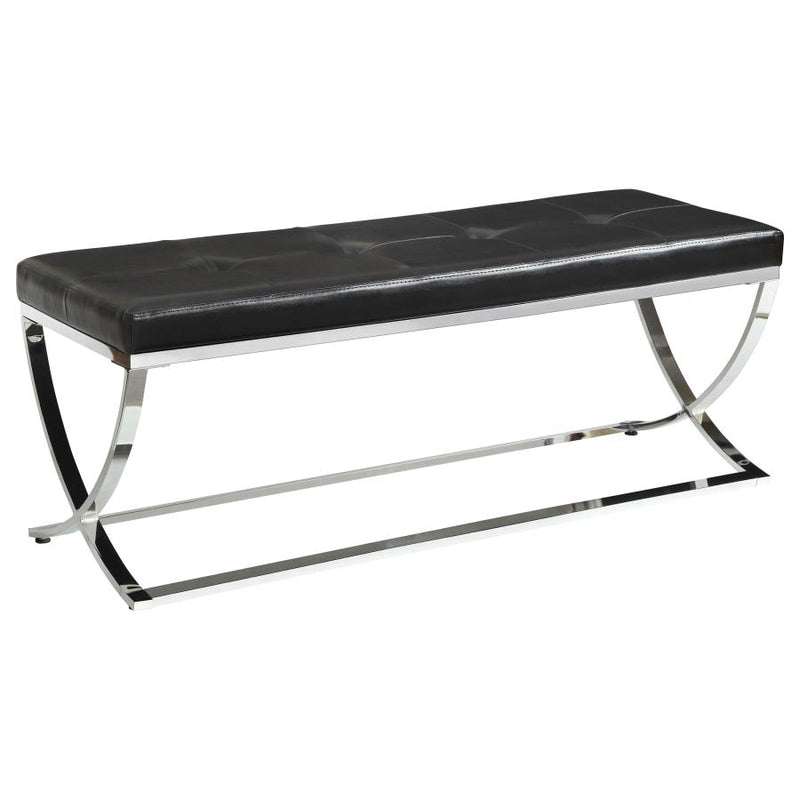 Walton Leatherette Upholstered Tufted Accent Bench Black-zoom-