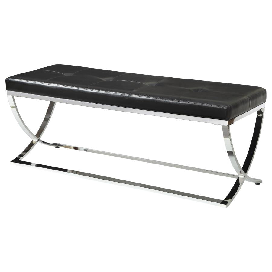 Walton Leatherette Upholstered Tufted Accent Bench Black-zoom-3