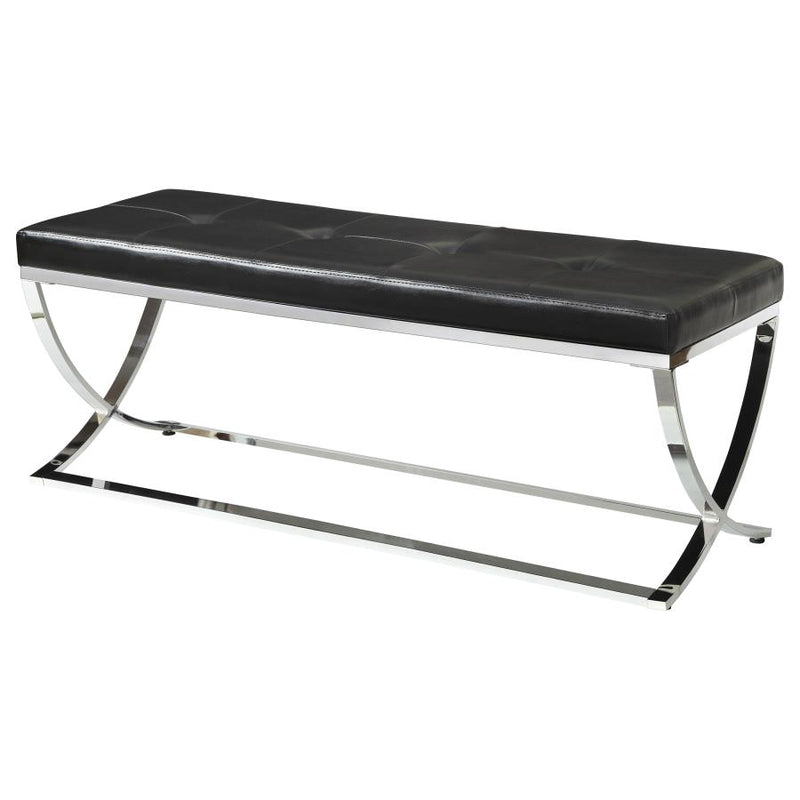 Walton Leatherette Upholstered Tufted Accent Bench Black-zoom-