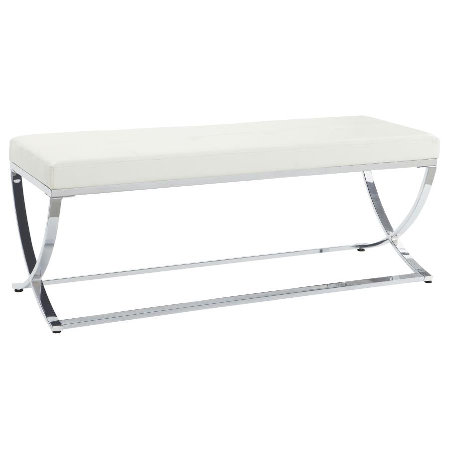 Walton Leatherette Upholstered Tufted Accent Bench White-1