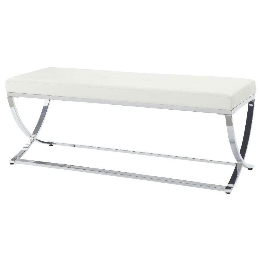 Walton Leatherette Upholstered Tufted Accent Bench White-zoom-3