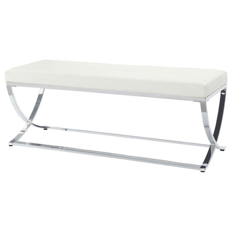 Walton Leatherette Upholstered Tufted Accent Bench White-zoom-