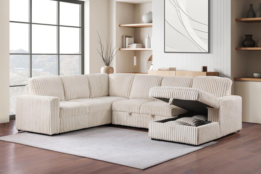 Devonshire Sleeper Sectional Sofa Storage Chaise Camel-3