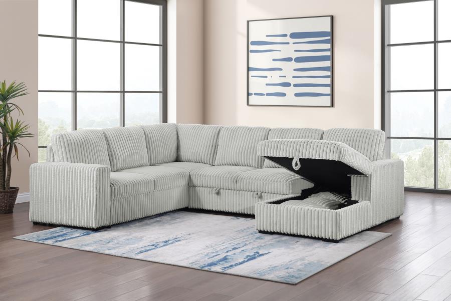 Devonshire Sleeper Sectional Sofa Storage Chaise Grey-3