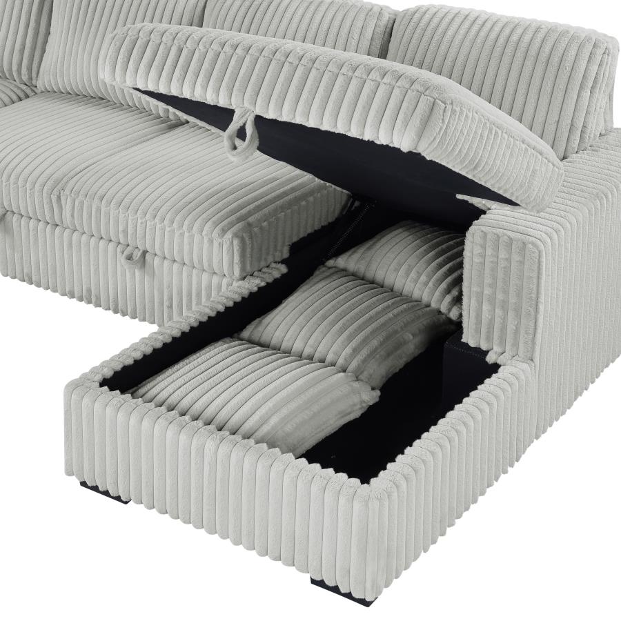 Devonshire Sleeper Sectional Sofa Storage Chaise Grey-16