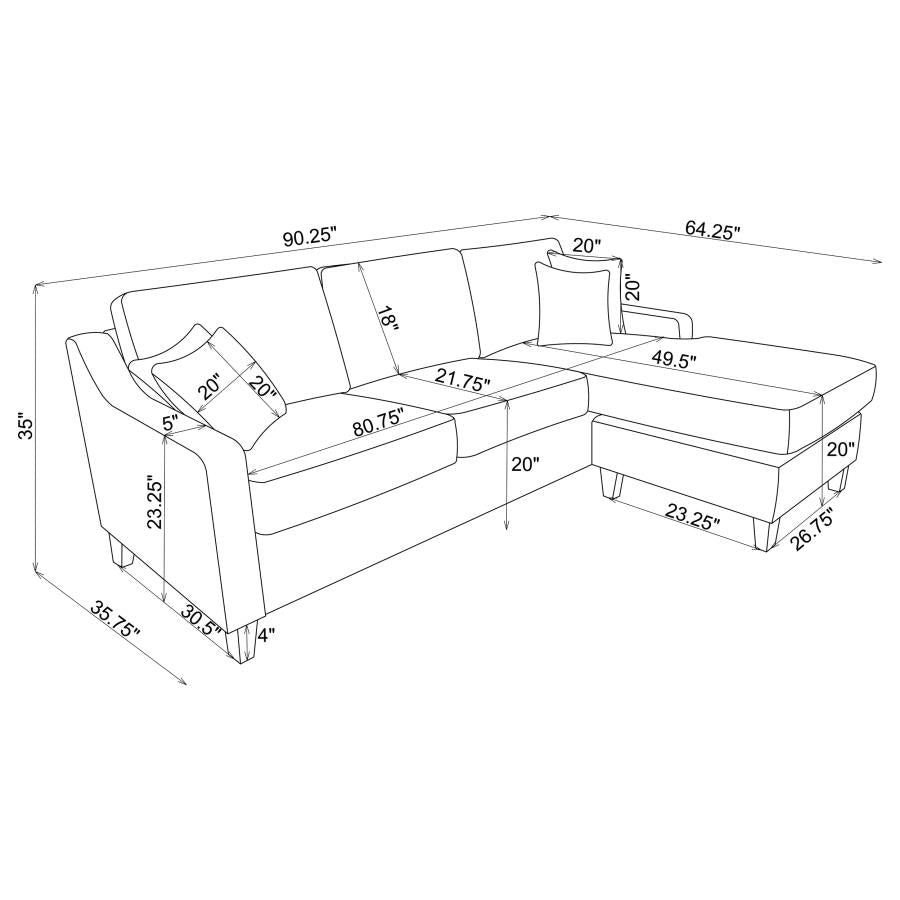 Mcloughlin Upholstered Sloped Arm Sectional Sofa Platinum-zoom-14