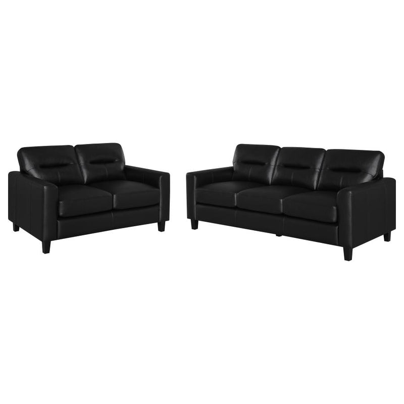 Scotland 2-piece Faux Leather Upholstered Sofa Set Black-zoom-