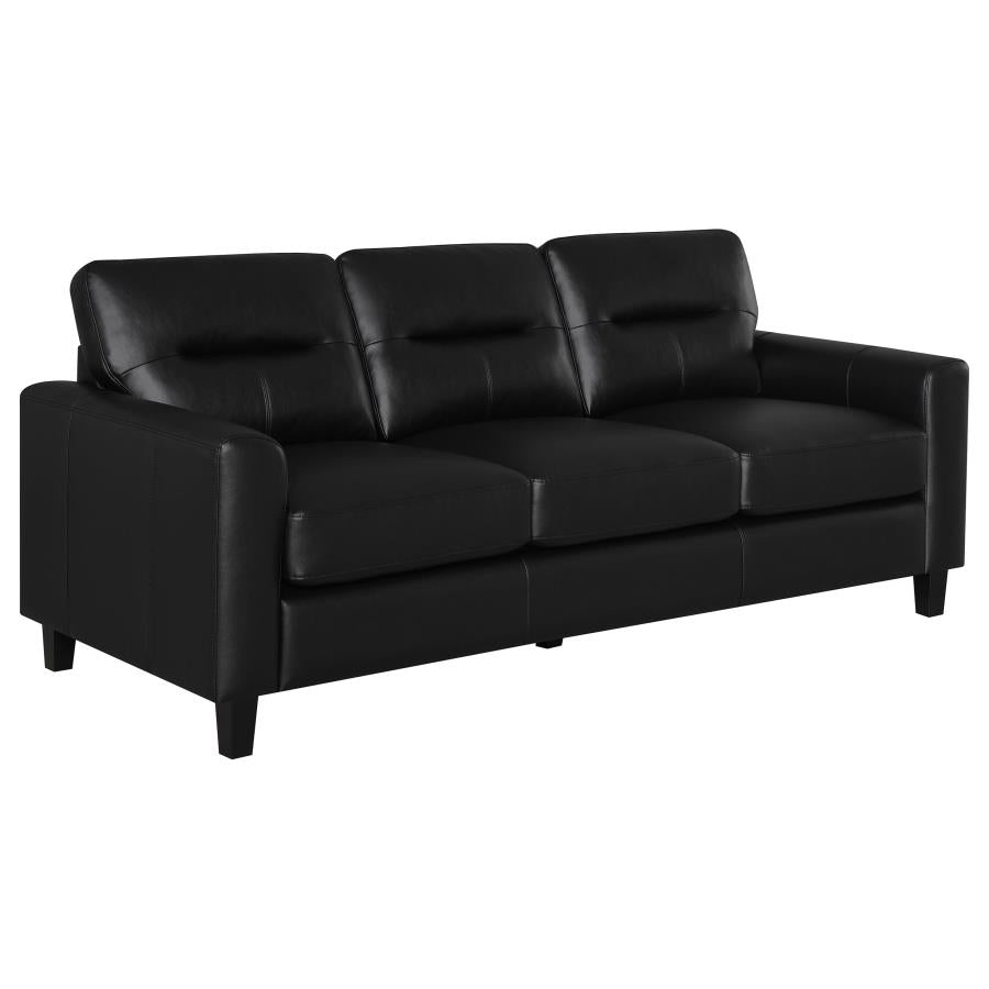 Scotland 2-piece Faux Leather Upholstered Sofa Set Black-3