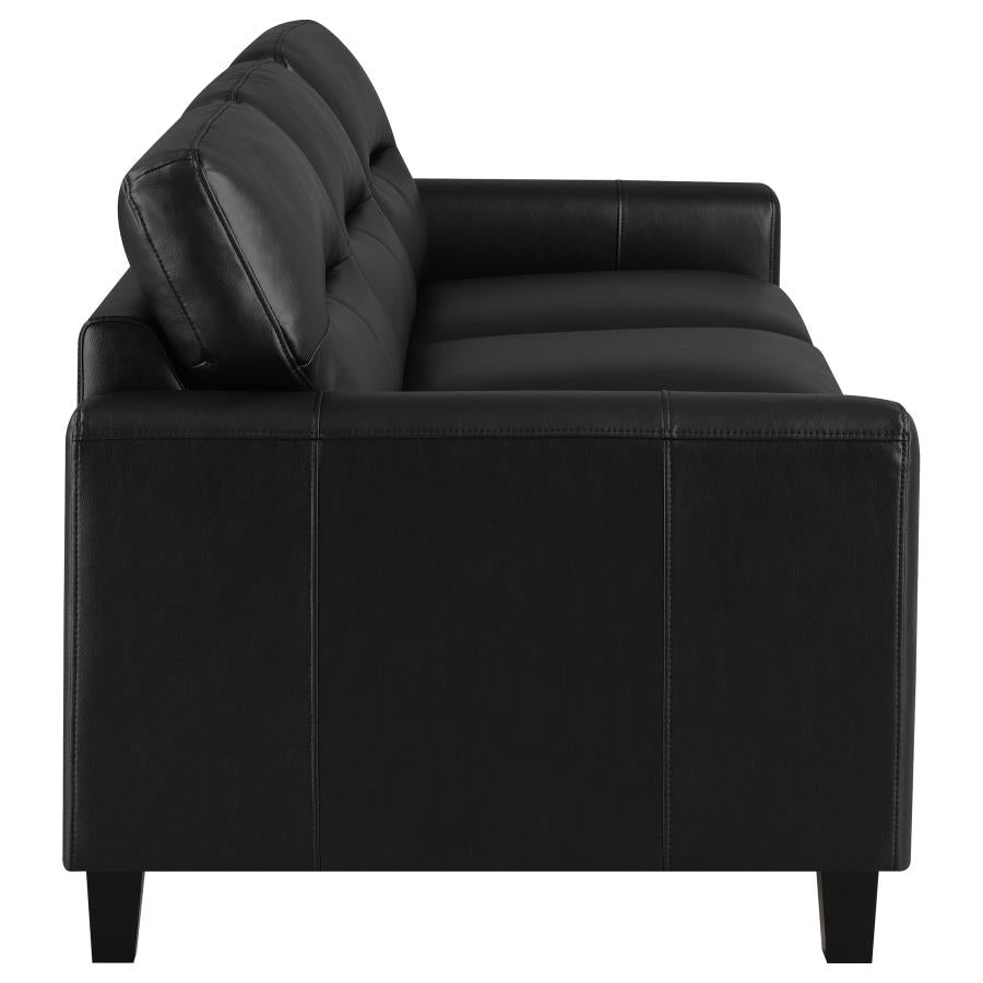 Scotland 2-piece Faux Leather Upholstered Sofa Set Black-6