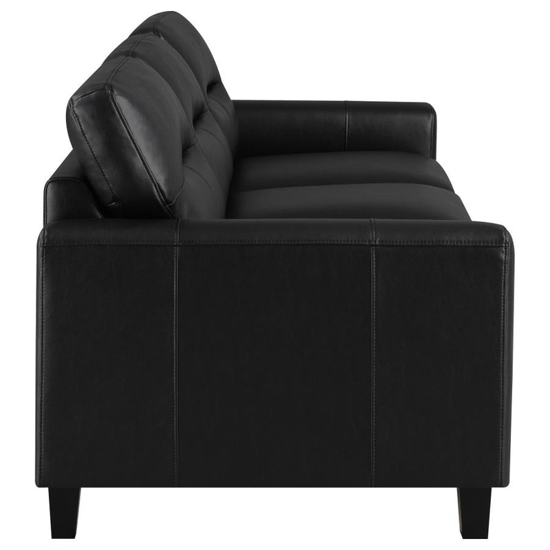 Scotland 2-piece Faux Leather Upholstered Sofa Set Black-zoom-