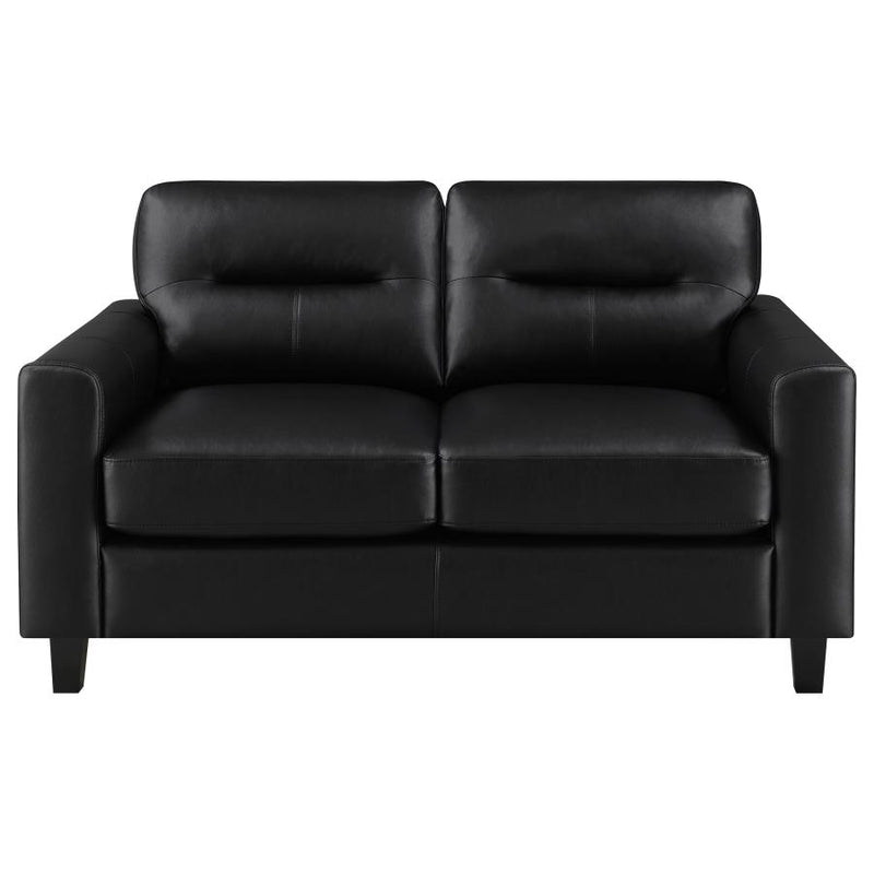 Scotland 2-piece Faux Leather Upholstered Sofa Set Black-zoom-