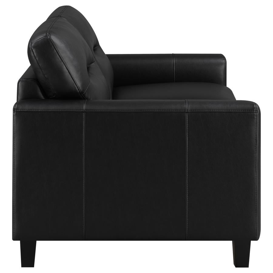 Scotland 2-piece Faux Leather Upholstered Sofa Set Black-10