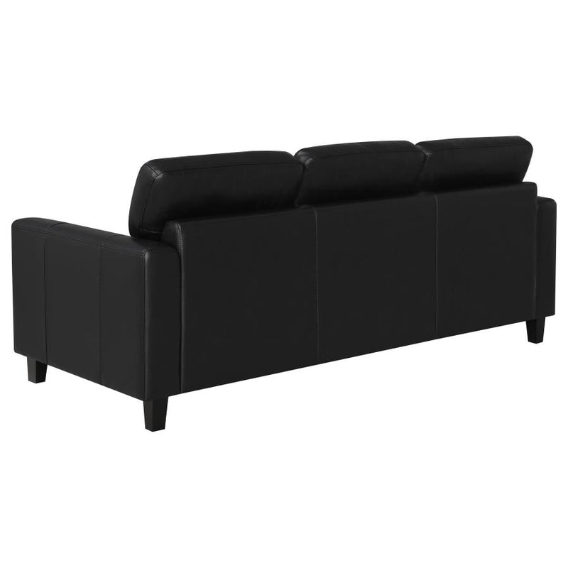 Scotland 3-piece Faux Leather Upholstered Sofa Set Black-zoom-
