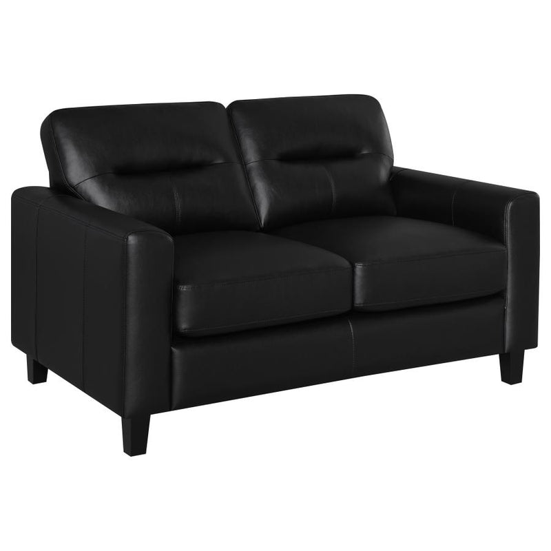 Scotland 3-piece Faux Leather Upholstered Sofa Set Black-zoom-
