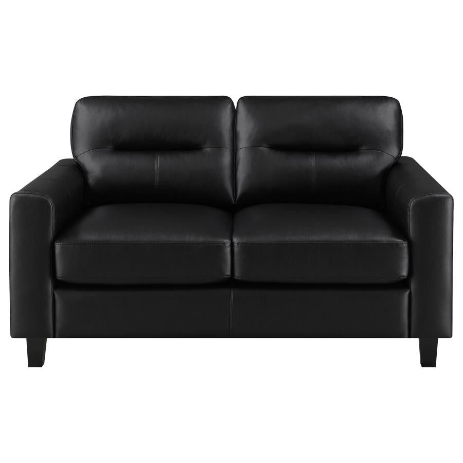 Scotland 3-piece Faux Leather Upholstered Sofa Set Black-8
