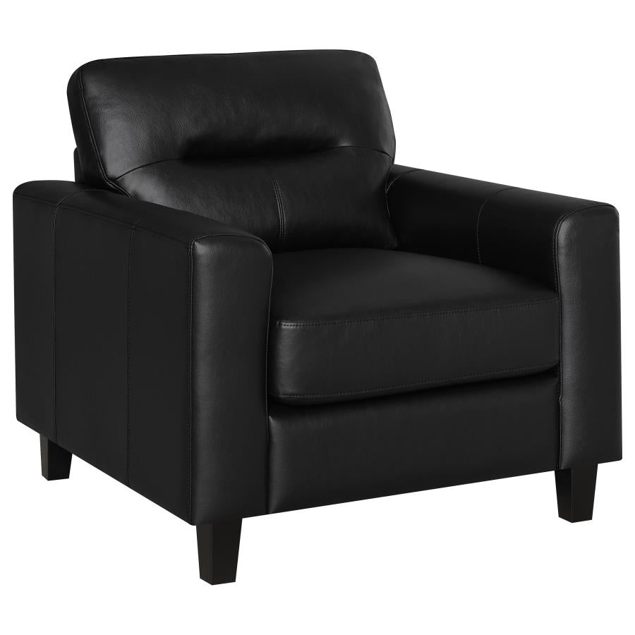 Scotland 3-piece Faux Leather Upholstered Sofa Set Black-11