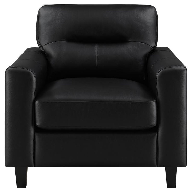 Scotland 3-piece Faux Leather Upholstered Sofa Set Black-zoom-