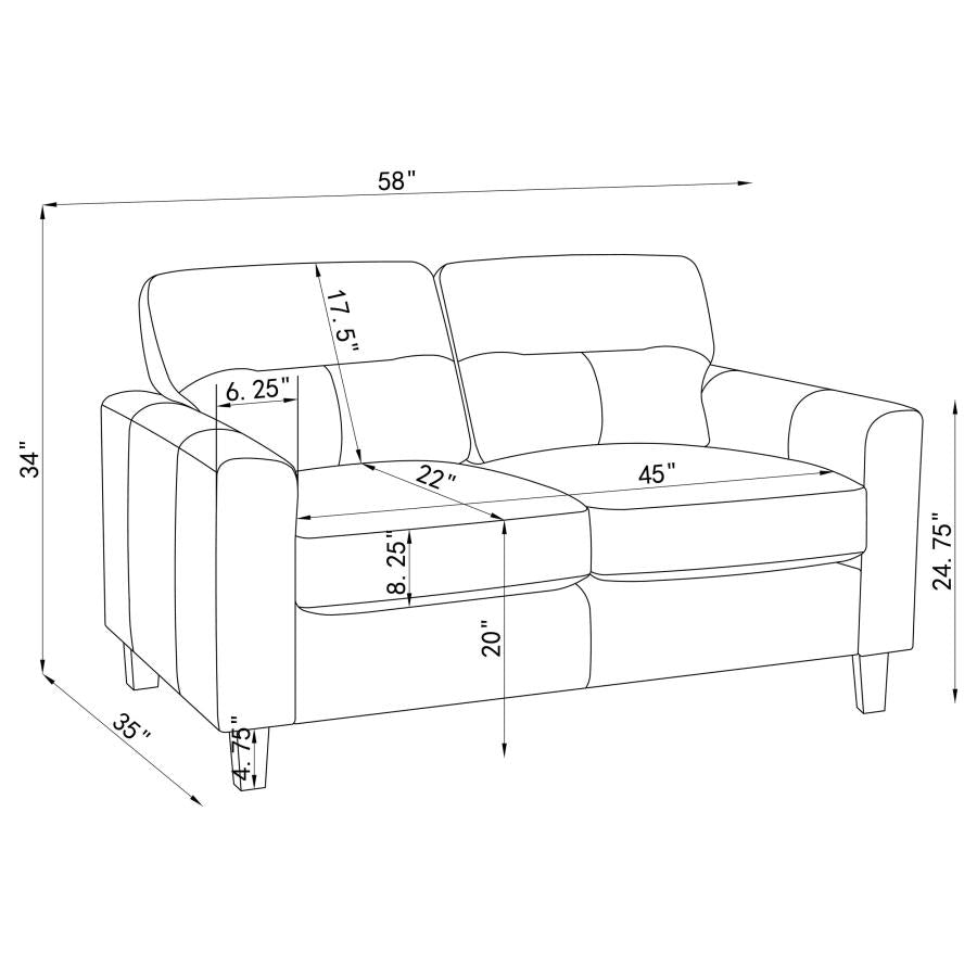 Scotland 3-piece Faux Leather Upholstered Sofa Set Black-17