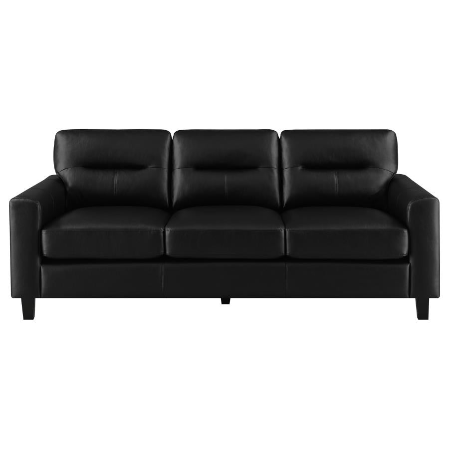 Scotland Faux Leather Upholstered Track Arm Sofa Black-3