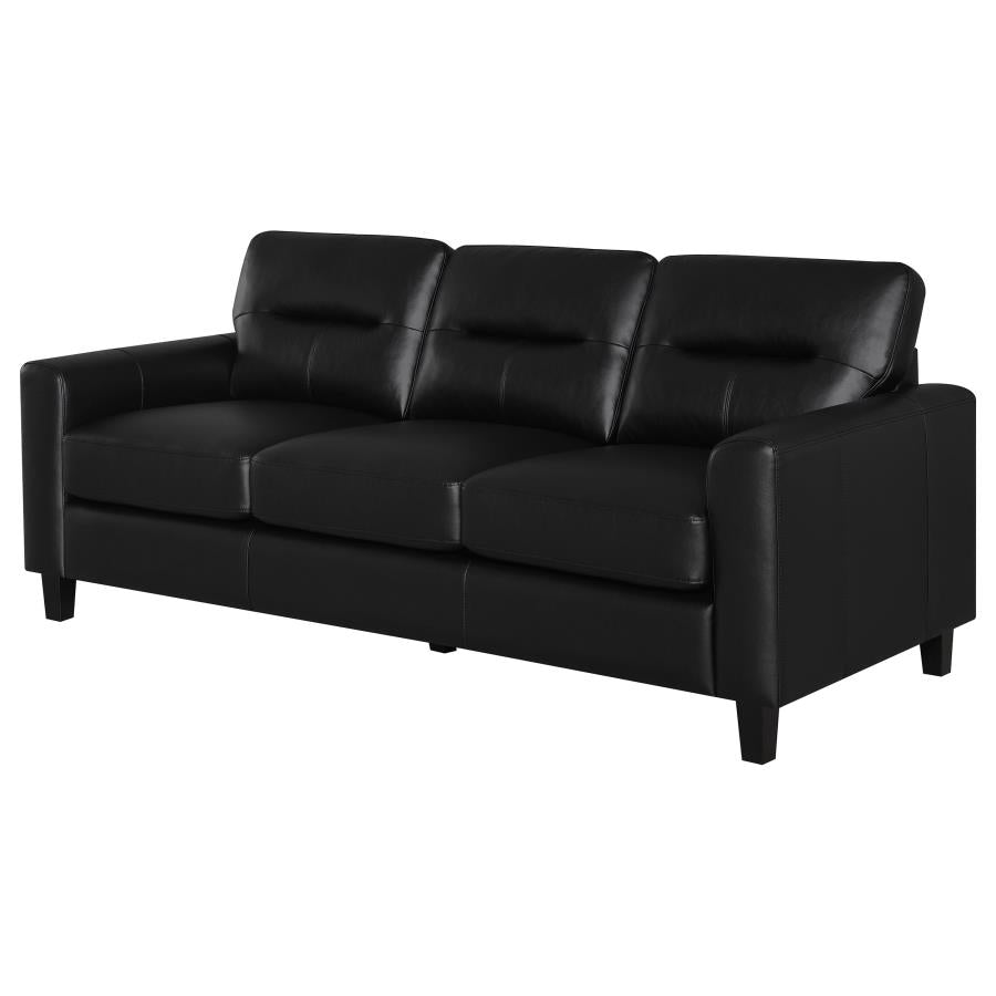 Scotland Faux Leather Upholstered Track Arm Sofa Black-zoom-4