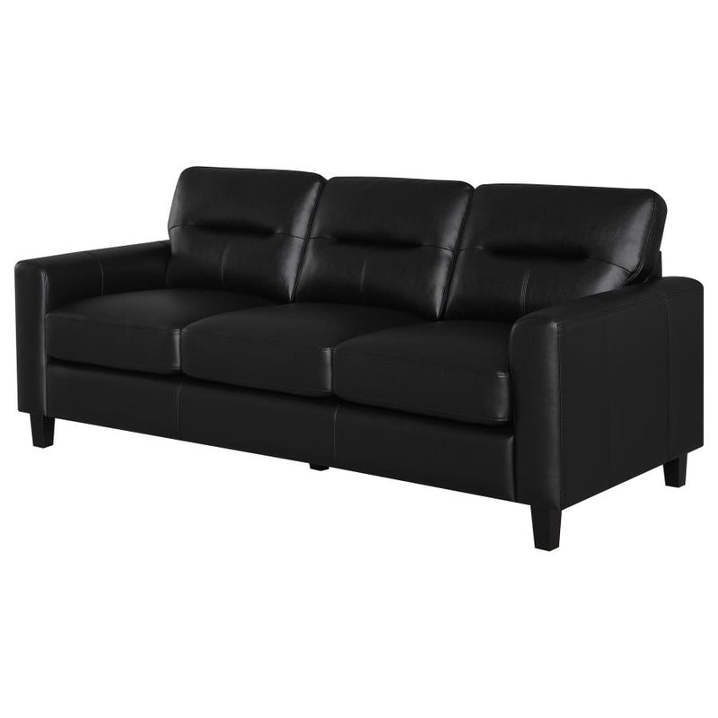 Scotland Faux Leather Upholstered Track Arm Sofa Black-zoom-