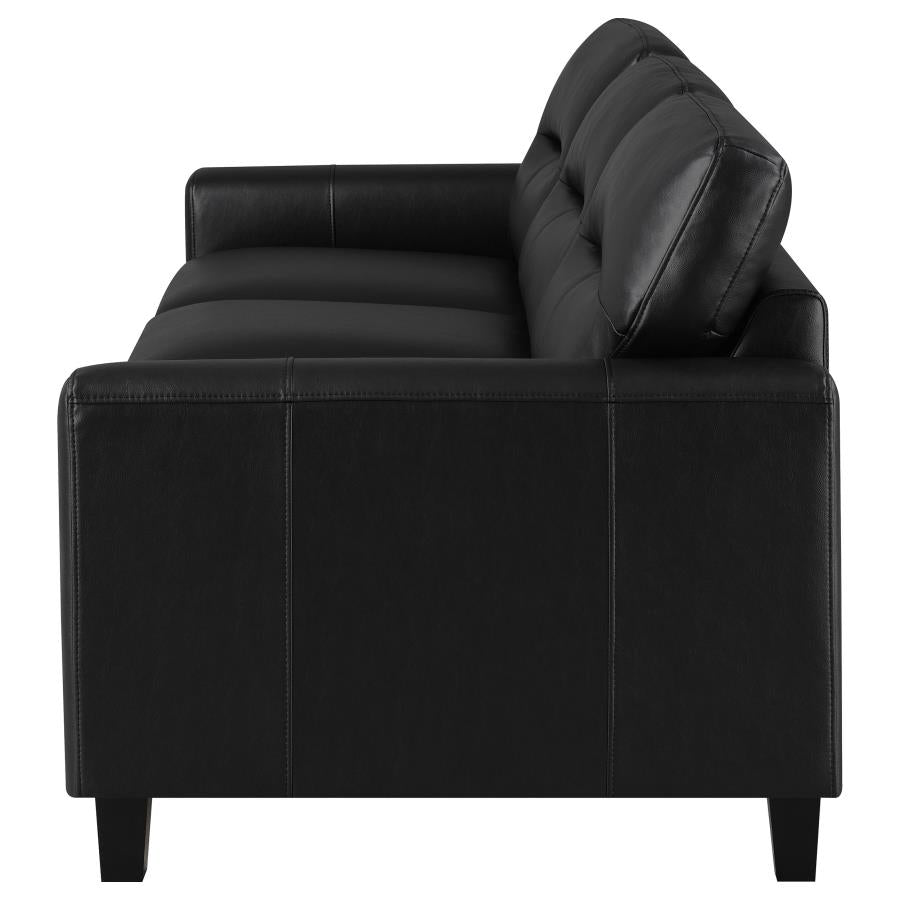 Scotland Faux Leather Upholstered Track Arm Sofa Black-zoom-5