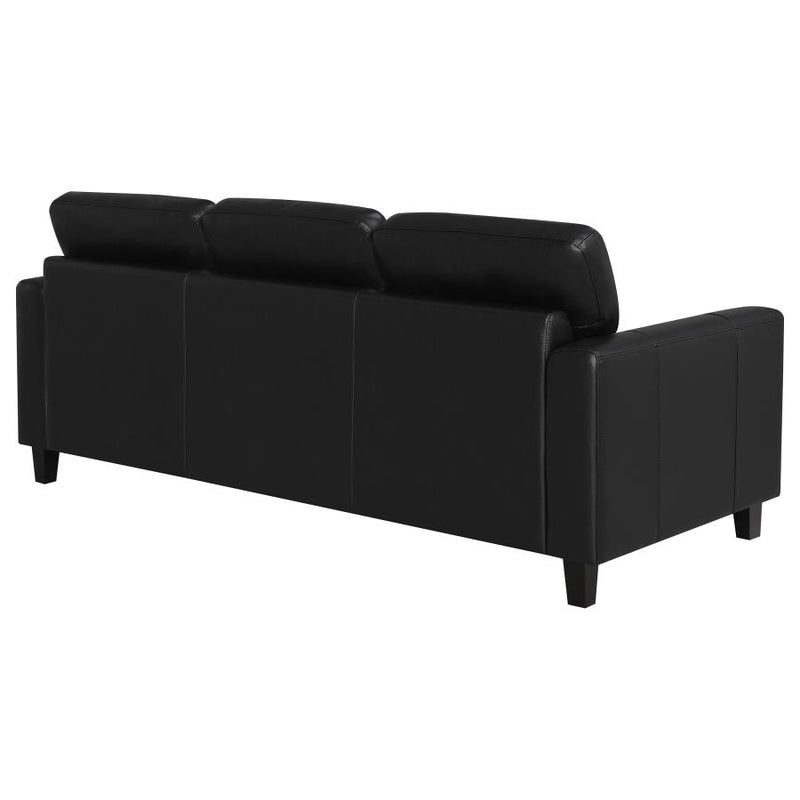 Scotland Faux Leather Upholstered Track Arm Sofa Black-zoom-