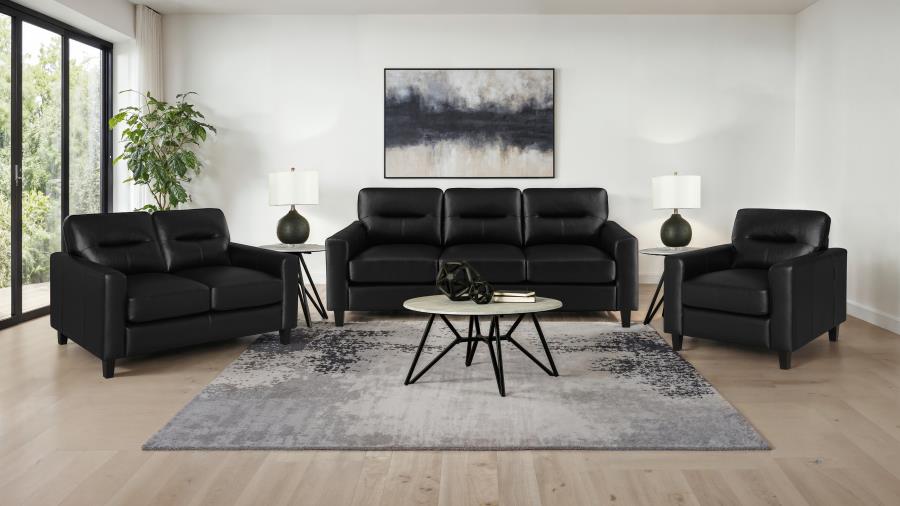 Scotland Faux Leather Upholstered Track Arm Sofa Black-11