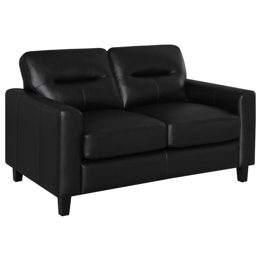 Scotland Faux Leather Upholstered Track Arm Loveseat Black-1