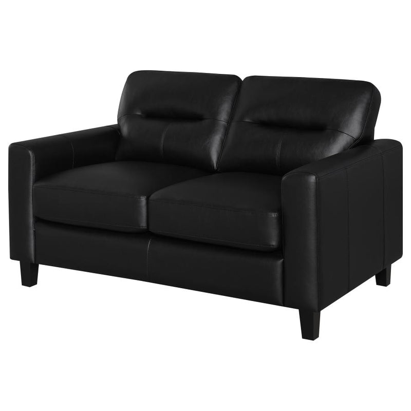 Scotland Faux Leather Upholstered Track Arm Loveseat Black-zoom-