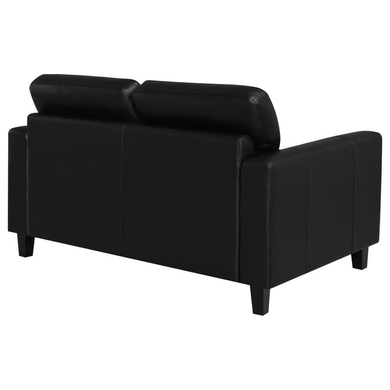 Scotland Faux Leather Upholstered Track Arm Loveseat Black-zoom-