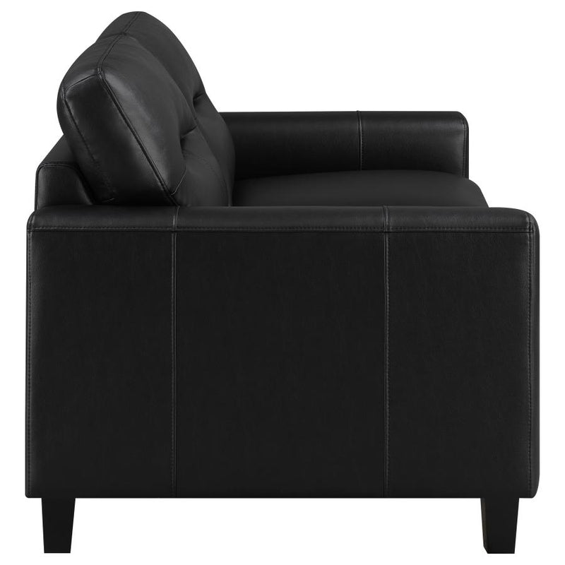 Scotland Faux Leather Upholstered Track Arm Loveseat Black-zoom-