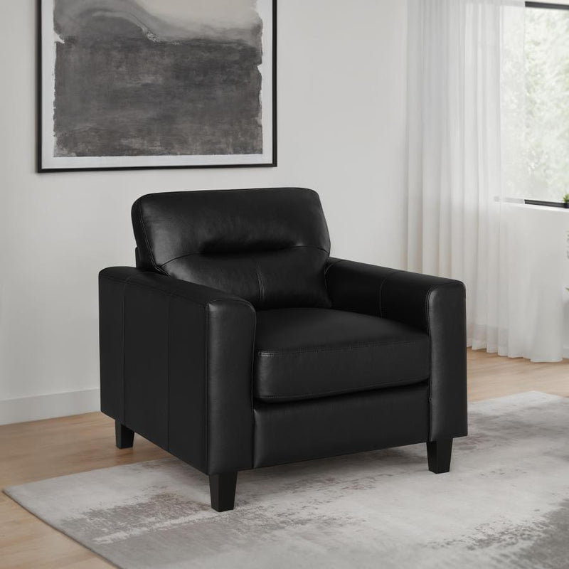 Scotland Faux Leather Upholstered Track Arm Chair Black-zoom-