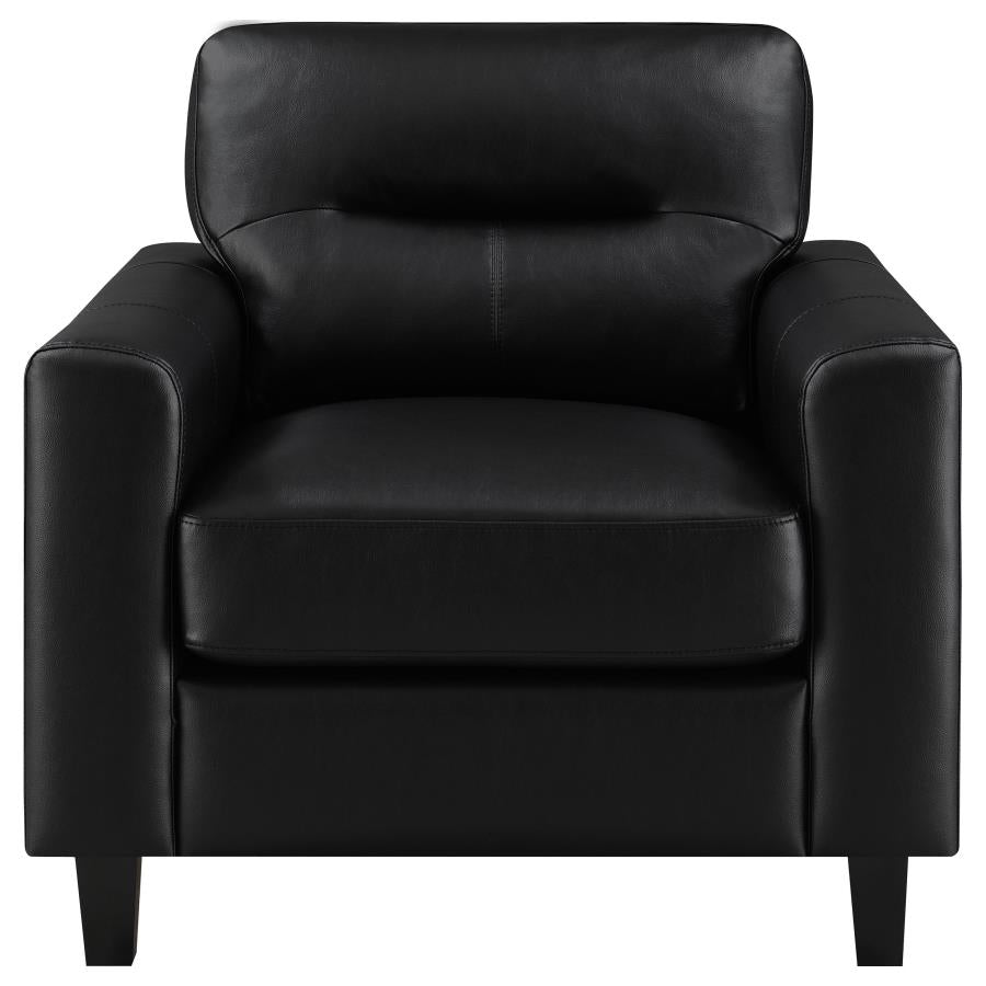 Scotland Faux Leather Upholstered Track Arm Chair Black-zoom-3