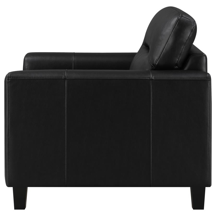 Scotland Faux Leather Upholstered Track Arm Chair Black-5