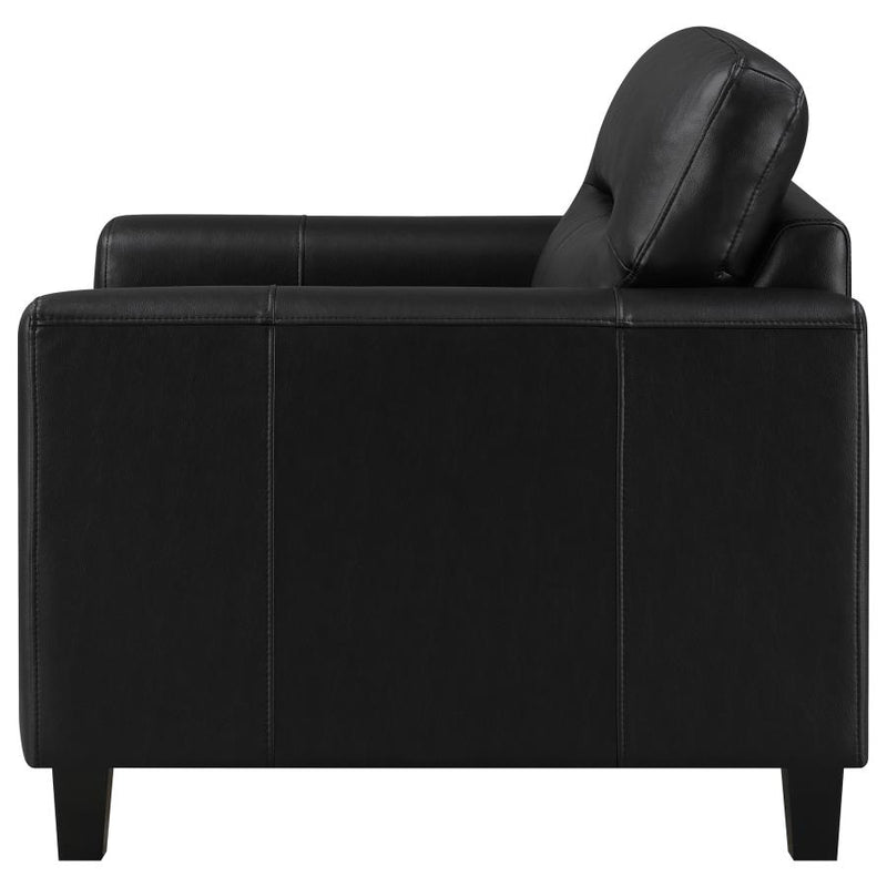 Scotland Faux Leather Upholstered Track Arm Chair Black-zoom-