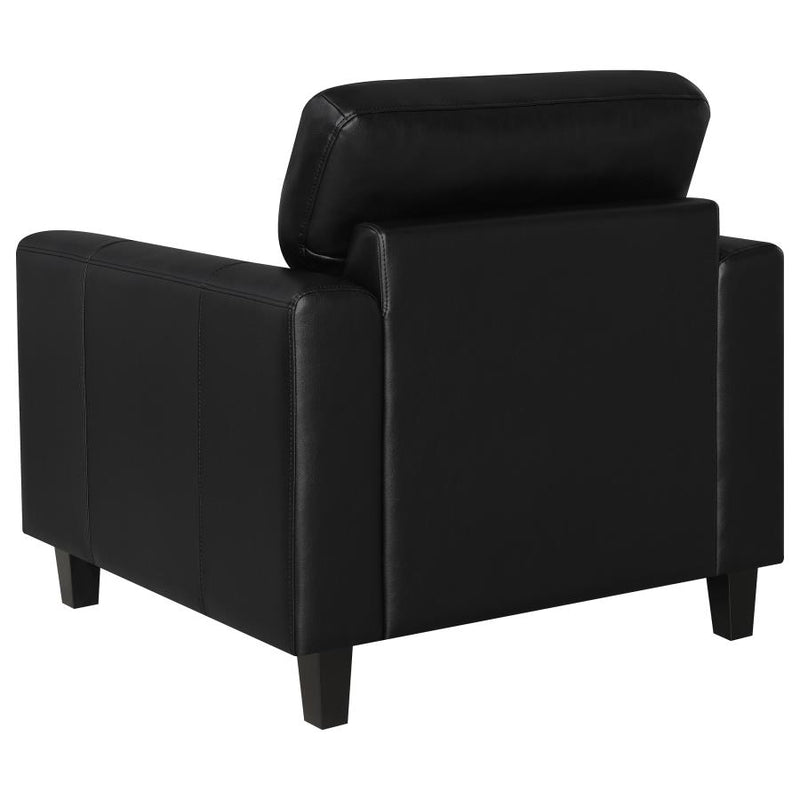 Scotland Faux Leather Upholstered Track Arm Chair Black-zoom-