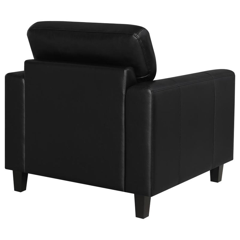 Scotland Faux Leather Upholstered Track Arm Chair Black-zoom-