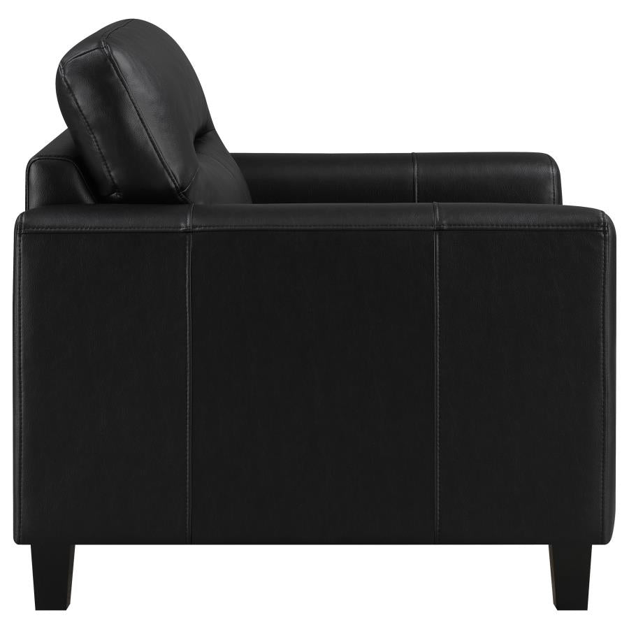 Scotland Faux Leather Upholstered Track Arm Chair Black-8