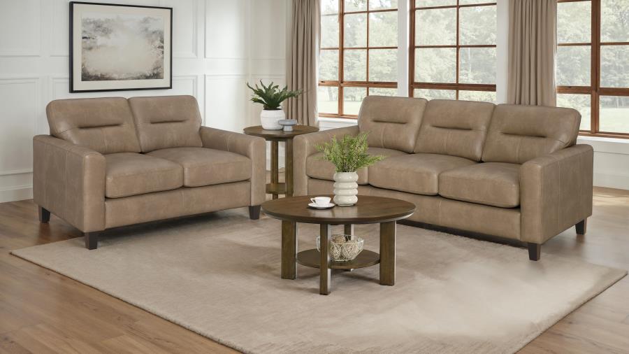 Scotland 2-piece Faux Leather Upholstered Sofa Set Brown-2