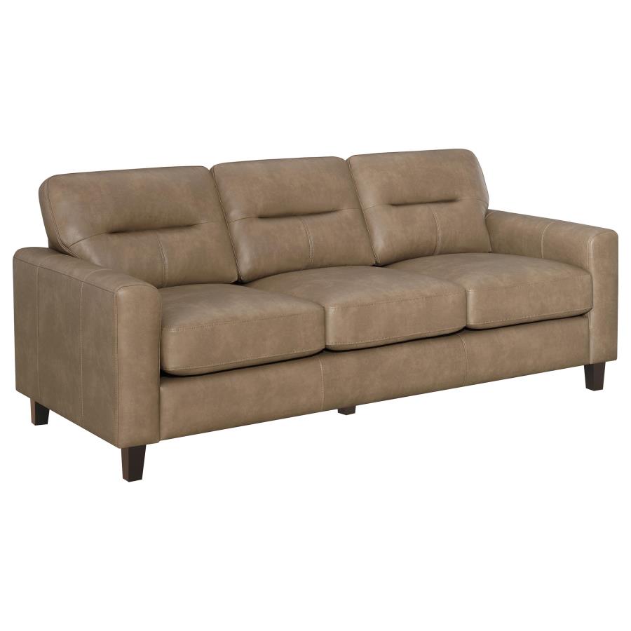 Scotland 2-piece Faux Leather Upholstered Sofa Set Brown-3